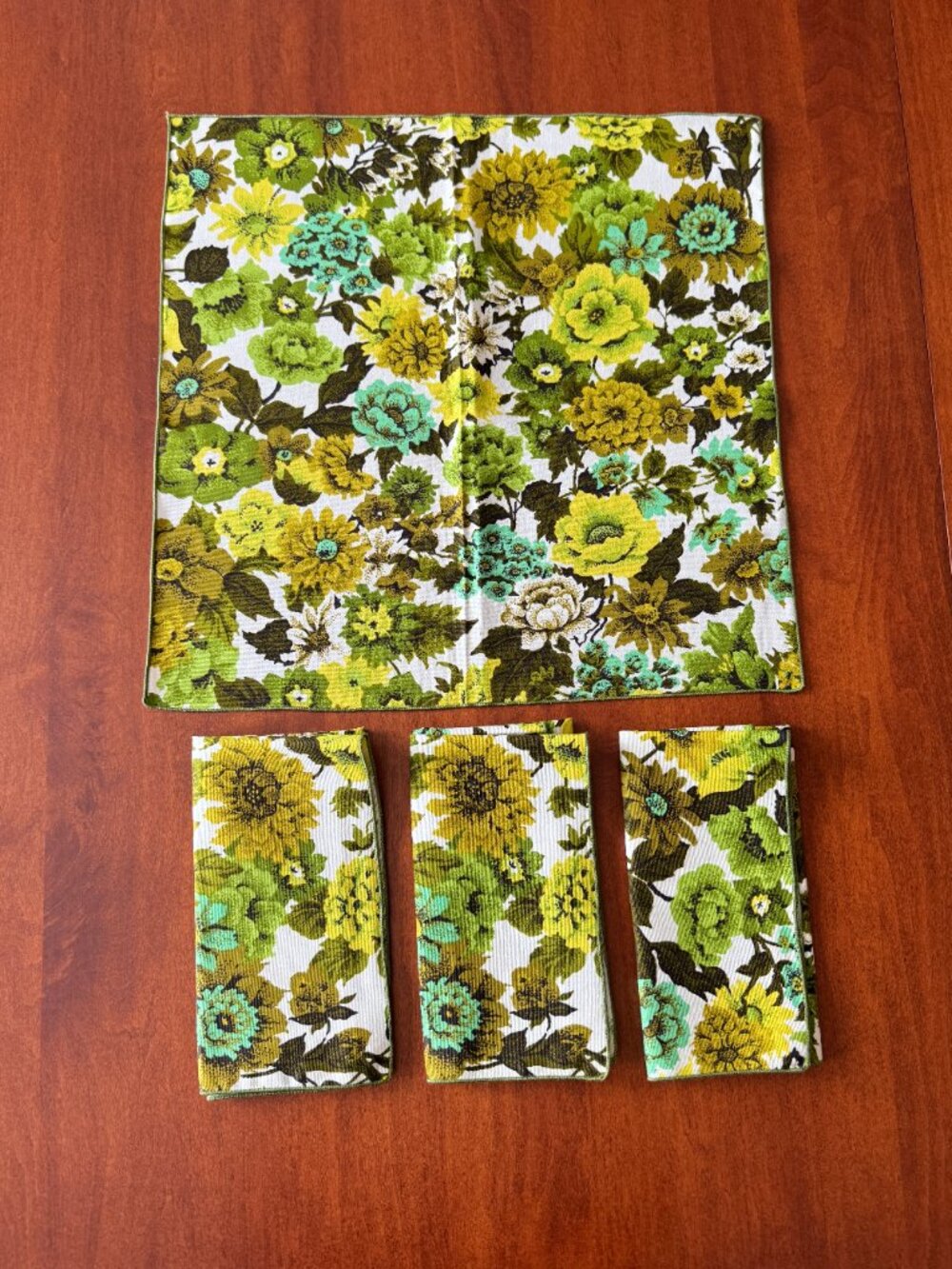 Floral Vintage Napkins Set MCM Leacock Cotton 4 pc - Picture 4 of 14